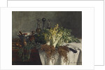 Still Life on Kitchen Table with Celery, Parsley, Bowl and Cruets, 1865 by Leon Bonvin