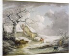 Winter Landscape with Men Snowballing an Old Woman, 1790 by George Morland