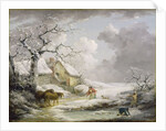 Winter Landscape with Men Snowballing an Old Woman, 1790 by George Morland