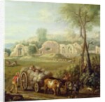 Haycart Passing a Ruined Abbey by John Wootton
