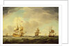 An English Flagship Under Easy Sail in a Moderate Breeze, c.1750 by Charles Brooking