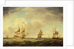 An English Flagship Under Easy Sail in a Moderate Breeze, c.1750 by Charles Brooking