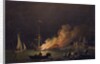 Ship on Fire at Night, c.1756 by Charles Brooking