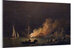 Ship on Fire at Night, c.1756 by Charles Brooking