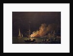 Ship on Fire at Night, c.1756 by Charles Brooking