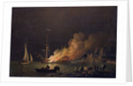 Ship on Fire at Night, c.1756 by Charles Brooking