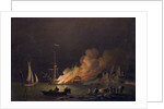 Ship on Fire at Night, c.1756 by Charles Brooking
