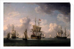 English Ships Under Sail in a Very Light Breeze by Charles Brooking