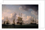English Ships Under Sail in a Very Light Breeze by Charles Brooking