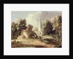 Landscape with a Church, Cottage, Villagers and Animals, c.1771-2 by Thomas Gainsborough