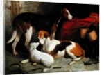 A Couple of Lord Henry Bentinck's Foxhounds with a Terrier, c.1845 by William Barraud