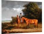 A Groom Mounted on a Chestnut Hunter, He Holds a Bay Hunter by the Reins by Jacques-Laurent Agasse