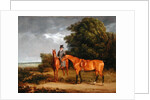 A Groom Mounted on a Chestnut Hunter, He Holds a Bay Hunter by the Reins by Jacques-Laurent Agasse