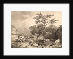 Figures by a stream with cattle watering by Philip James de Loutherbourg