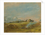 A View of Hampstead Heath, with figures round a bonfire by John Constable