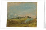 A View of Hampstead Heath, with figures round a bonfire by John Constable