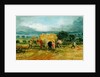 A Harvest Scene with Workers loading Hay on to a Farm Wagon by James Ward