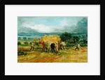 A Harvest Scene with Workers loading Hay on to a Farm Wagon by James Ward