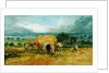 A Harvest Scene with Workers loading Hay on to a Farm Wagon by James Ward