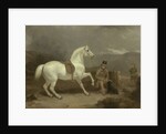 Mr. Johnstone King's Grey Shooting Pony Waiting with a Groom on a Scottish Moor, 1835 by Thomas Woodward