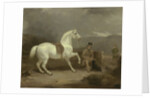 Mr. Johnstone King's Grey Shooting Pony Waiting with a Groom on a Scottish Moor, 1835 by Thomas Woodward