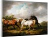 Three Horses in a Stormy Landscape by Charles Towne