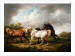 Three Horses in a Stormy Landscape by Charles Towne