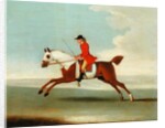Galloping Racehorse and mounted Jockey in Red by James Seymour