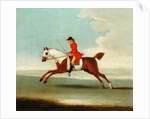 Galloping Racehorse and mounted Jockey in Red by James Seymour