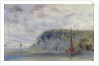 Coast with Cliffs and Boats previously attributed to J.M.W. Turner and also attributed to Peter de Wint by English School