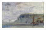 Coast with Cliffs and Boats previously attributed to J.M.W. Turner and also attributed to Peter de Wint by English School
