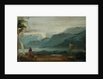 Mountainous Landscape with Figures and Cattle, previously attributed to J.M.W. Turner and also attributed to Peter de Wint, 1806-07 by English School