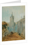 Street with Church and Figures previously attributed to J.M.W. Turner and also attributed to Peter de Wint, 1822-25 by English School