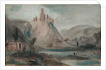 Landscape with a Castle on a Hill, previously attributed to J.M.W. Turner and also attributed to Peter de Wint by English School