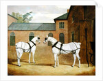 Mr. Sowerby's Grey Carriage Horses in his Coachyard at Putteridge Bury, Hertfordshire, 1836 by John Frederick Herring Snr