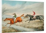 Steeplechasing: Three Riders Taking a Brook by Henry Thomas Alken