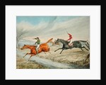 Steeplechasing: Three Riders Taking a Brook by Henry Thomas Alken