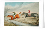 Steeplechasing: Three Riders Taking a Brook by Henry Thomas Alken