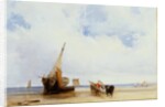 Beached Vessels and a Wagon near Trouville, c.1825 by Richard Parkes Bonington