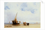 Beached Vessels and a Wagon near Trouville, c.1825 by Richard Parkes Bonington