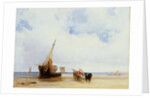 Beached Vessels and a Wagon near Trouville, c.1825 by Richard Parkes Bonington