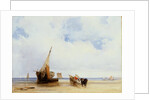 Beached Vessels and a Wagon near Trouville, c.1825 by Richard Parkes Bonington