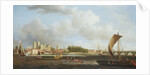 Westminster from Lambeth, with the ceremonial barge of the Ironmongers' Company, c.1745 by Samuel Scott