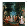 Scene in a Park, with figures from the Commedia dell'Arte, c.1735 by Marcellus the Younger Laroon
