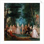 Scene in a Park, with figures from the Commedia dell'Arte, c.1735 by Marcellus the Younger Laroon