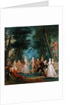 Scene in a Park, with figures from the Commedia dell'Arte, c.1735 by Marcellus the Younger Laroon