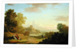 An Imaginary Landscape with a Traveller and Figures Overlooking the Bay of Baiae, 1773 by Thomas Jones