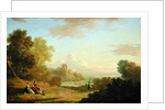 An Imaginary Landscape with a Traveller and Figures Overlooking the Bay of Baiae, 1773 by Thomas Jones