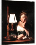 Woman Reading by a Paper-bell Shade, 1766 by Henry Robert Morland