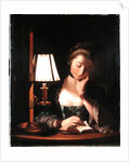 Woman Reading by a Paper-bell Shade, 1766 by Henry Robert Morland
